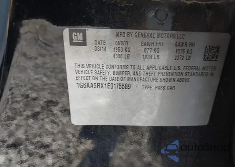 2014 Cadillac Ats Standard из США, поврежденный, VIN 1G6AA5RX1E0175589